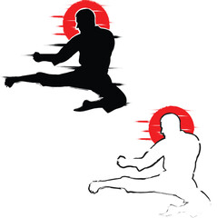 Karate Pose, Martial art in abstract style, Man of karate vector art © neelstock