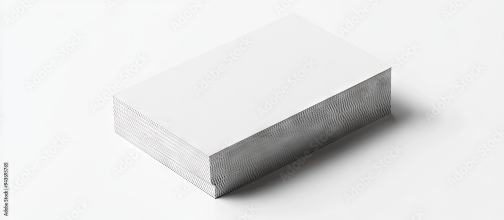 Poster blank business card on a white background side view standard size elegant textured stack of cardboar