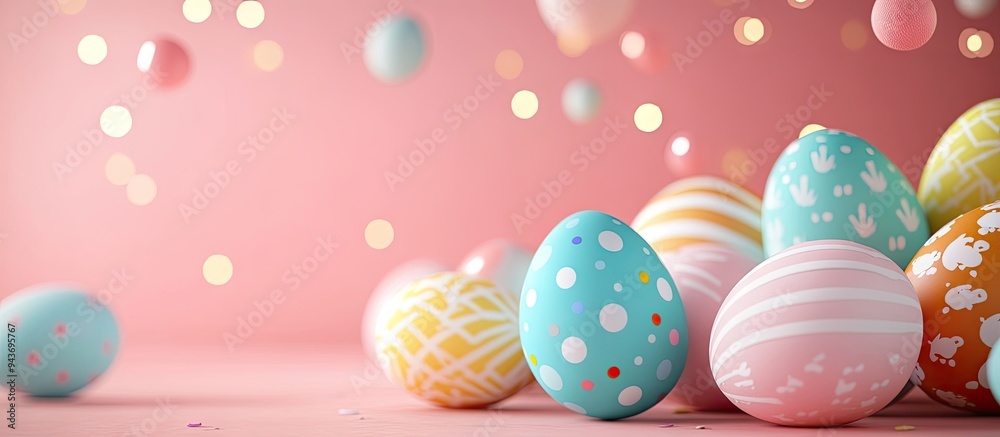 Aufkleber Festive backdrop featuring Easter eggs. with copy space image. Place for adding text or design