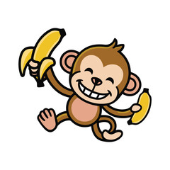 Funny monkey vector art logo illustration