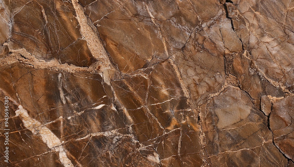 Wall mural brown fragment of stone texture with scratches and cracks natural background new marble slab 2024