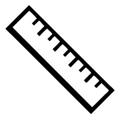outline icon illustration of a ruler isolated on white, resembling school, tailor, measure, scale