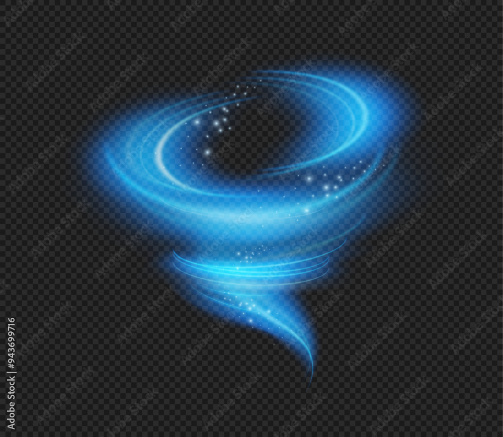 Poster glowing current or gust of cold air, effect of winter wind swirl with shining pieces. vector isolate