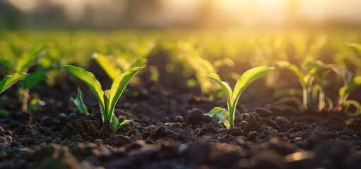 Young Corn Plants Emerging from the Soil