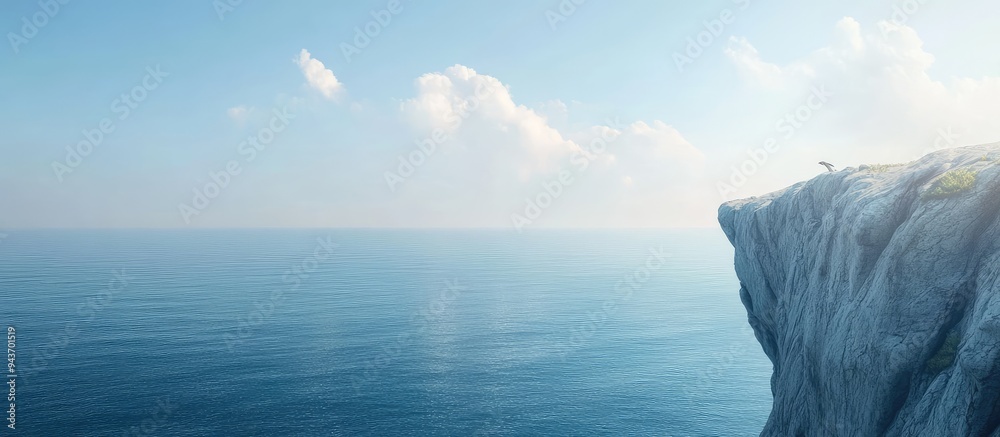 Poster Cliff by the ocean. with copy space image. Place for adding text or design