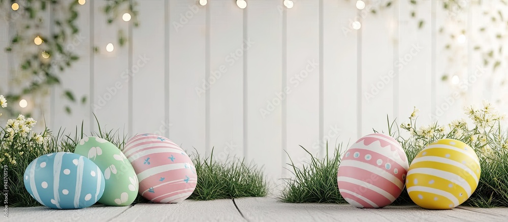 Aufkleber Festive backdrop featuring Easter eggs. with copy space image. Place for adding text or design
