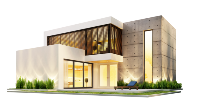 Modern house on a transparent background