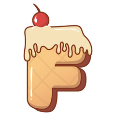3D Vanilla Ice Cream Letter F