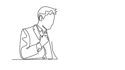 Project management concept. Single line draw design. Full length animation illustration. High quality 4k footage.