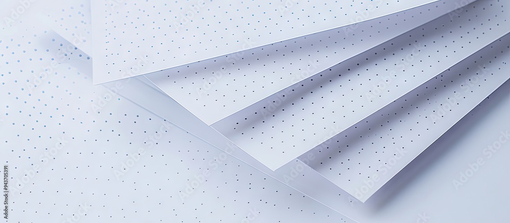 Poster Pile of blank sheets on a polka dot backdrop. with copy space image. Place for adding text or design