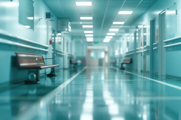 Blurred hospital and clinic interior background.