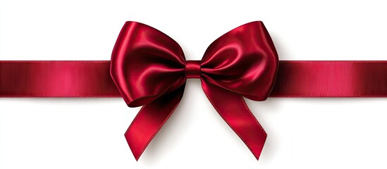 Large Red Bow with Ribbon on White Background. with copy space image. Place for adding text or design