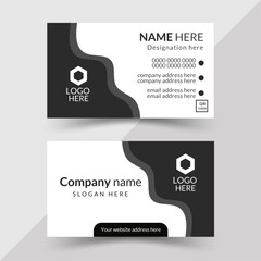 Creative and modern business card design with black and dark ash and white color Clean and simple business card template stylish black and dark ash color combo  elegant business card design