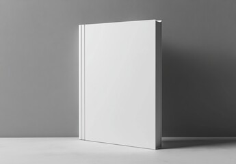 Blank White Book Mockup on White Table and Gray Background