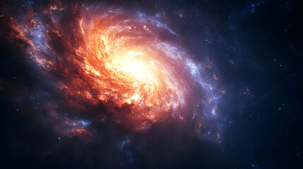 Fototapeta premium A mesmerizing spiral galaxy with vibrant colors and a bright core.