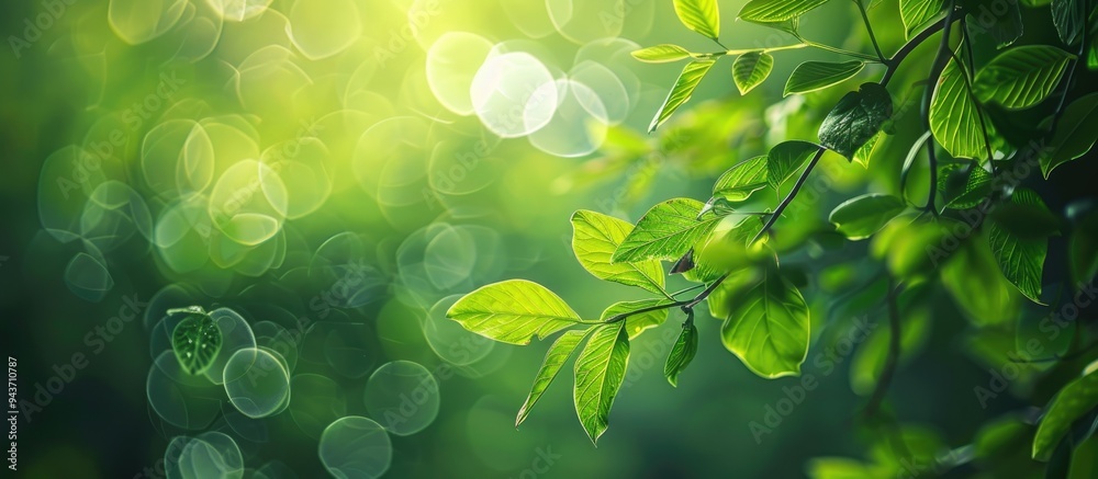 Leinwandbilder Fresh healthy green bio with an abstract blurred nature background featuring bokeh. with copy space image. Place for adding text or design