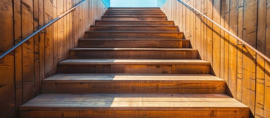 Fototapeta premium Wooden stairs ascend to the viewing platform. with copy space image. Place for adding text or design