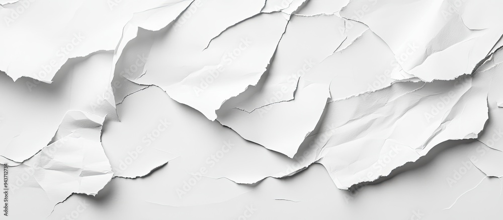 Poster blank white creased crumpled paper texture background with old grunge ripped torn vintage collage po