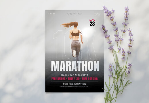 10K Marathon Run Event Flyer Layout