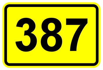 Illustration eines Schildes der Bundesstraße B 387 in Deutschland	