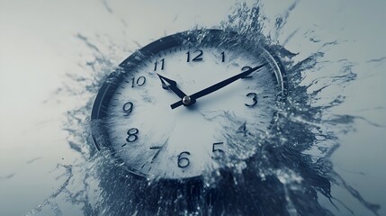 Melting clock with its hands liquefying representing the fleeting and ever changing nature of time  This surreal