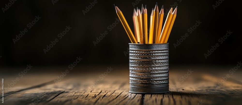 Poster Pencils in a can. with copy space image. Place for adding text or design