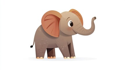 Obraz premium Cute cartoon elephant in vector art style on white background. Animal cartoon