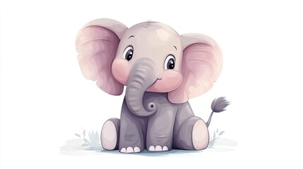 Fototapeta premium Cute cartoon elephant in vector art style on white background. Animal cartoon