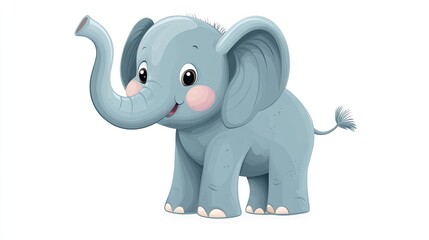 Obraz premium Cute cartoon elephant in vector art style on white background. Animal cartoon