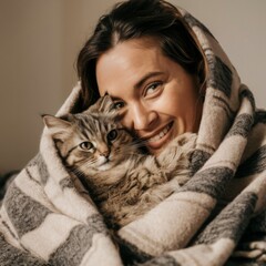 woman with cat