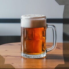 mug of beer on wooden table