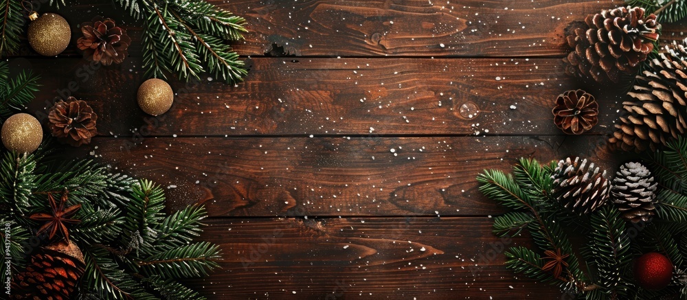 Poster christmas and new year noel background rustic wood style copy space for text