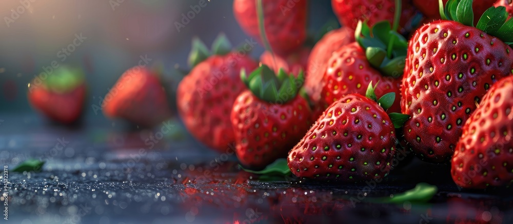 Aufkleber Close up of strawberries that are not fully ripe. with copy space image. Place for adding text or design