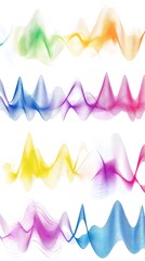 Colorful Radio Frequency Waves on White Background, Abstract Image, Texture, Pattern, Wallpaper, Cover and Screen of Smartphone, Cell Phone, Computer, Laptop, 9:16 and 16:9 Format