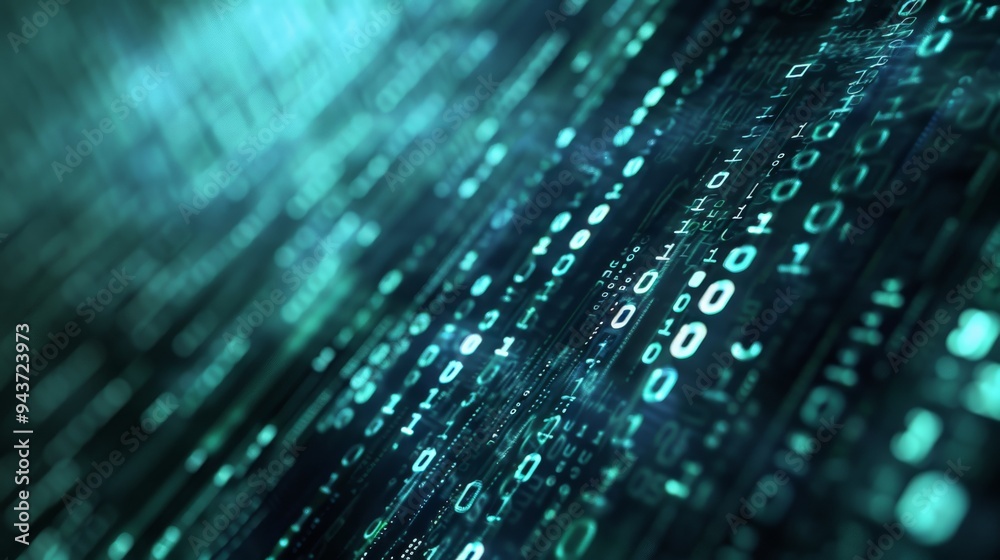 Aufkleber Abstract data flow with binary code patterns