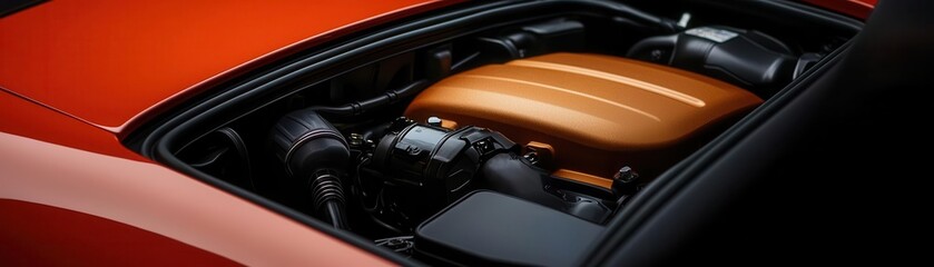 Hybrid motor with electric-assist acceleration, combining instant torque and combustion power for optimal speed, car motor performance, hybrid acceleration