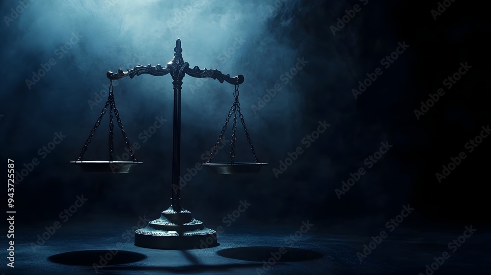 Poster a pair of minimalist scales in perfect balance symbolizing the duality and contrast between light an