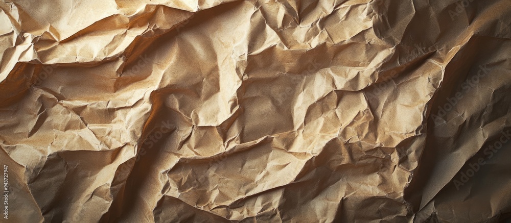 Poster Crumpled Brown Packing Paper Background. with copy space image. Place for adding text or design