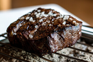 grilled sirloin steak with charcoal