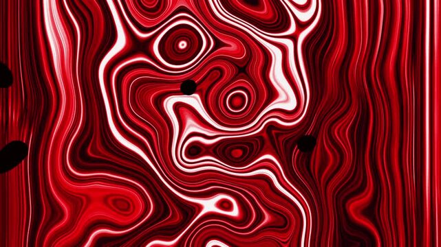 The background of a mixture of red, black and white oil paint moves in a regular pattern. abstract
