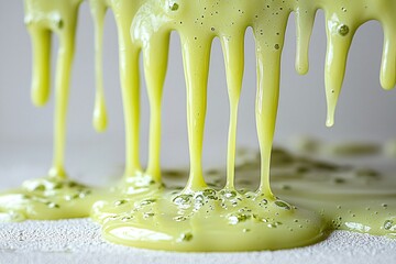 Halloween dripping green slime against a white background, perfect for spooky party invitations and decorations with copy space.