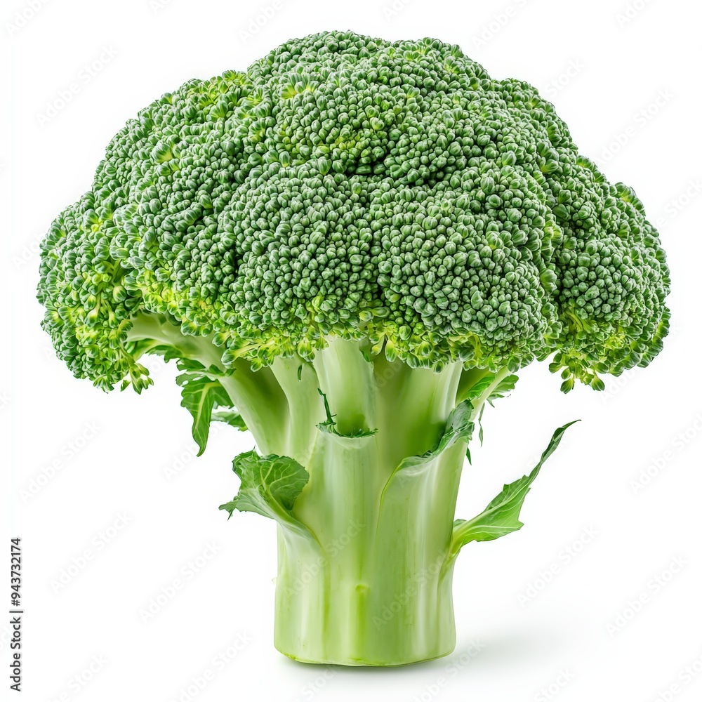 Wall mural fresh green broccoli isolated on white background.