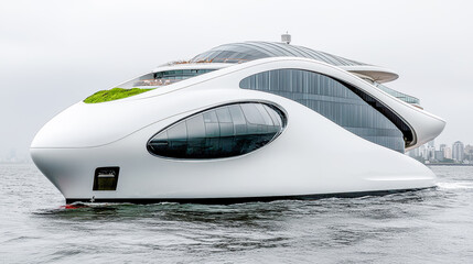 Futuristic Cruise Ship A Visionary Design of the Next-Next-Generation Cruise Liner Blending Cutting-Edge Technology with Luxurious Comfort Set Against a Majestic Oceanic Landscape