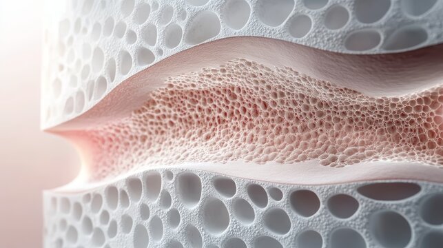 Detailed cross-section of bone tissue structure