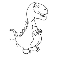 continuous line drawing cute dinosaur icon