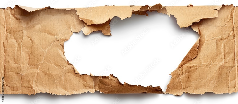 Aufkleber Cardboard with a torn edge for a message Isolated on a white background. with copy space image. Place for adding text or design