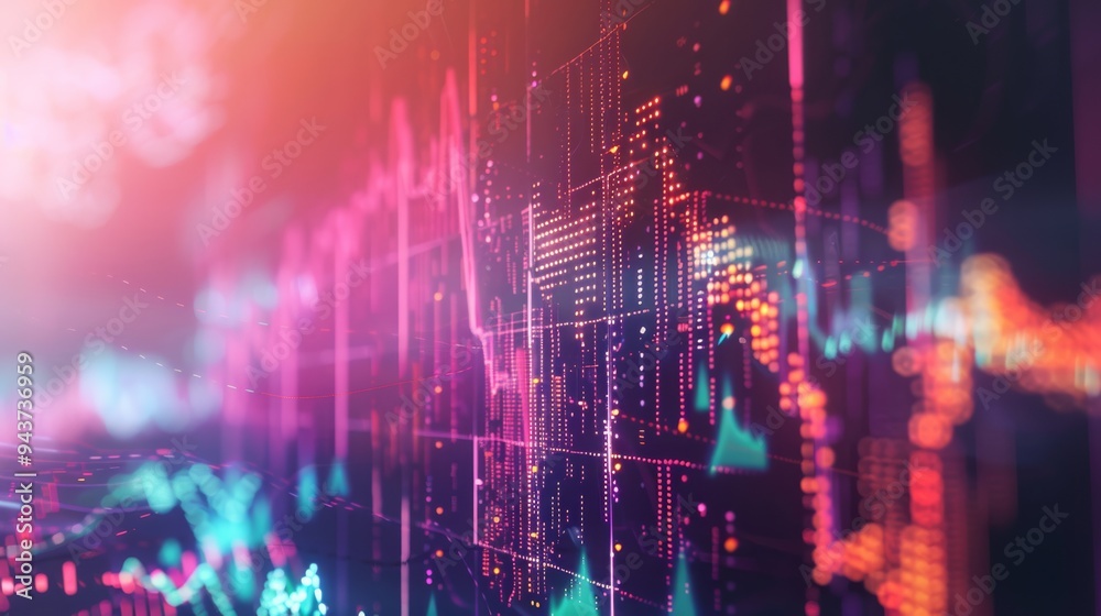 Fototapete digital representation of cloud computing with rising statistics