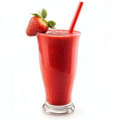 Strawberry Smoothie with Red Straw.