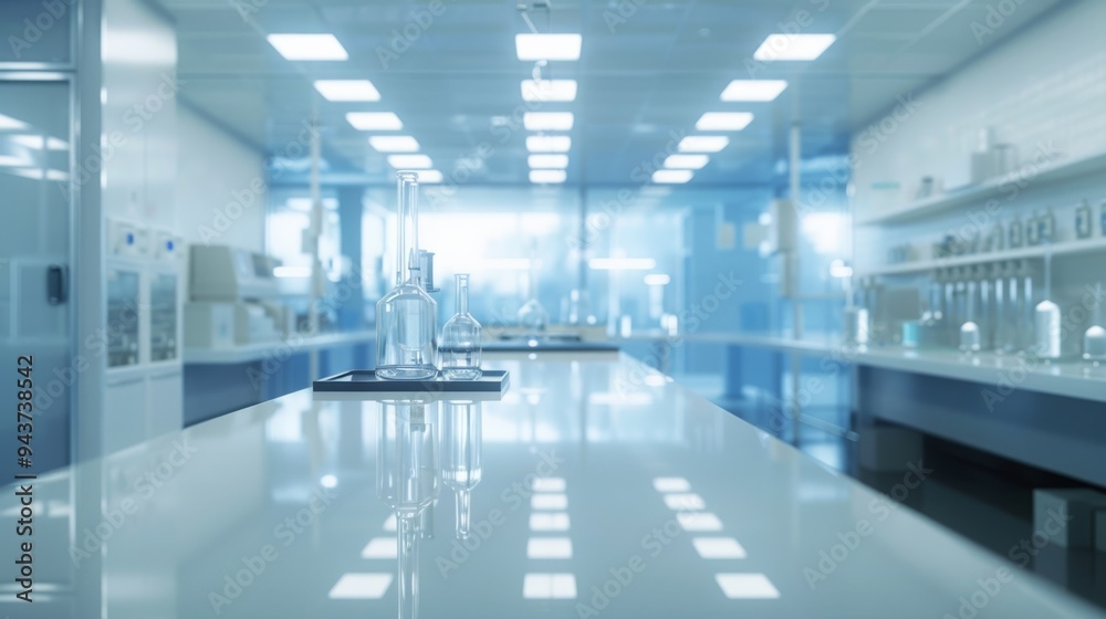 Aufkleber Empty laboratory with sleek countertops and high-tech instruments