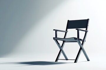 A simple director's chair in a minimalist setting.